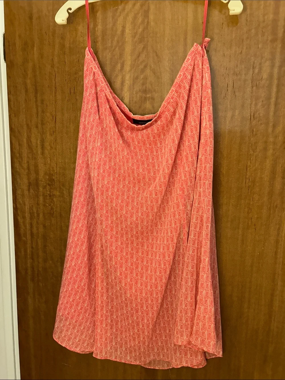Coral Pink Patterned Slip Dress. Jones wear. 12. Great shape.